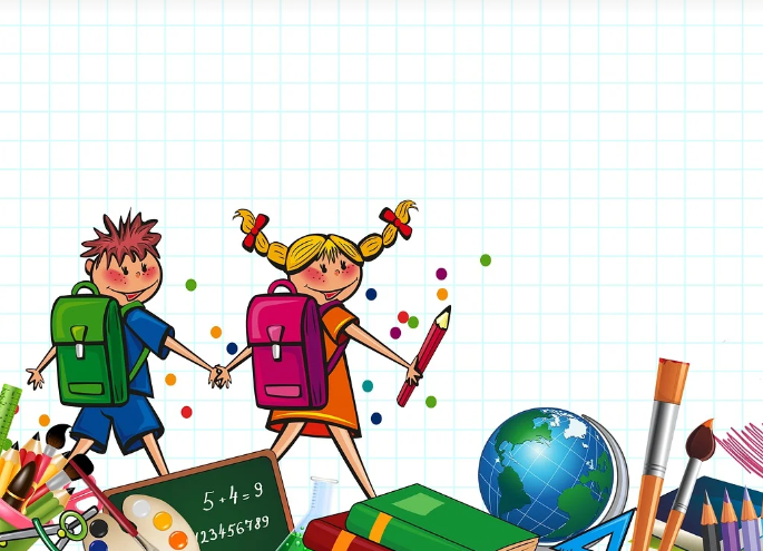 남자아이와 여자아이가 학교 가는 모습