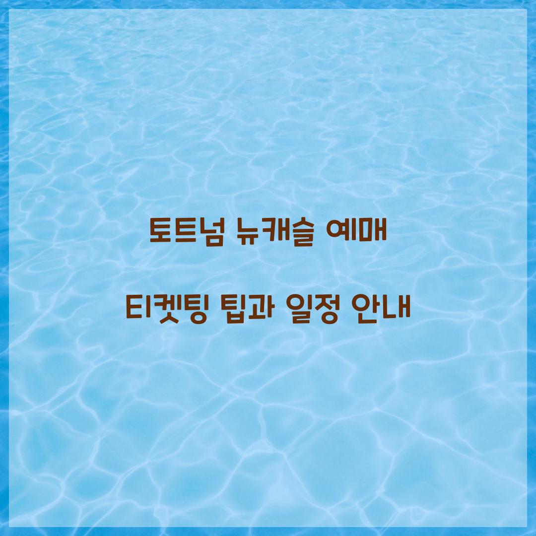 토트넘 뉴캐슬 예매 티켓팅