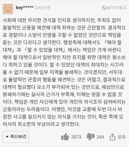 이태원 할로윈 참사 일본 야후 댓글 반응