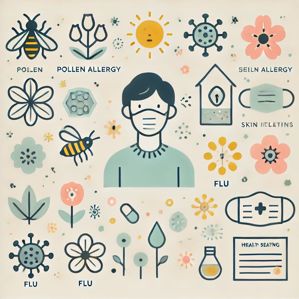 봄철 문제가 될만한 원인들을 표현한 사진