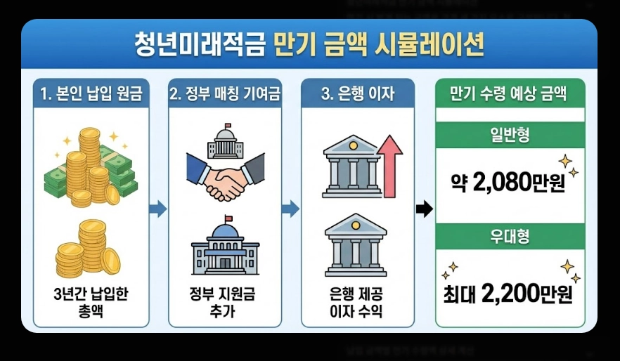 청년미래적금(만기 금액 시뮬레이션, 수익률 비교, 차이점)(+ 가입 조건 신청 방법)