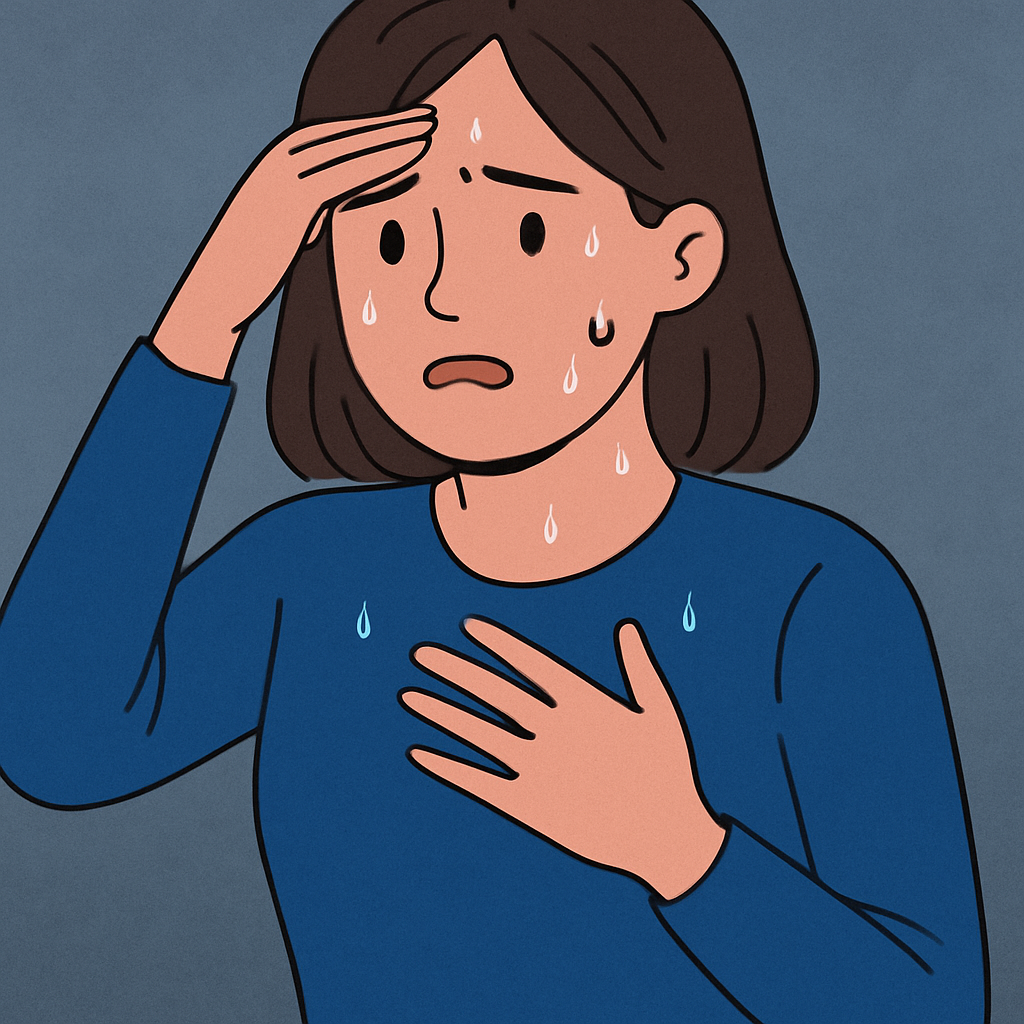 여성이 숨쉬기 힘들어하는 이미지