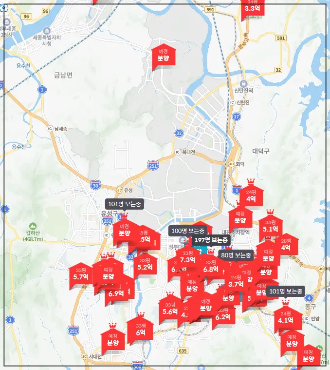 대전-분양예정-호갱노노