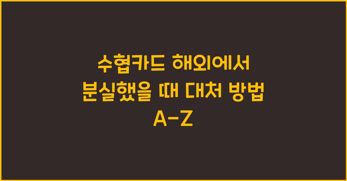 수협카드 해외에서 분실했을 때 대처 방법