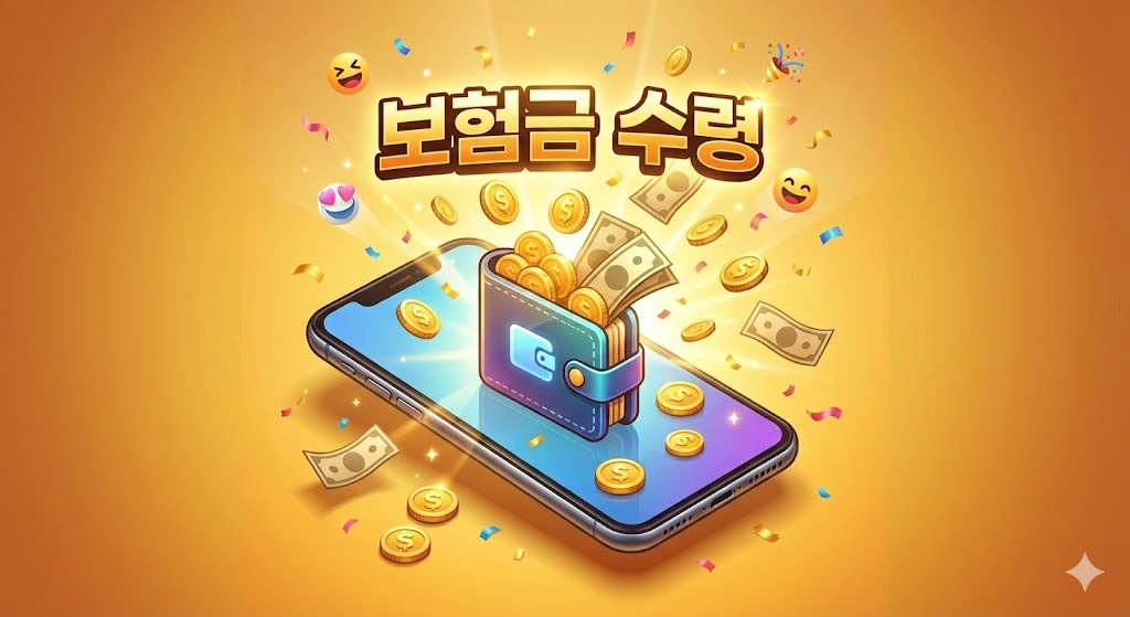 보험금 수령을 상징하는 디지털 지갑 인포그래픽