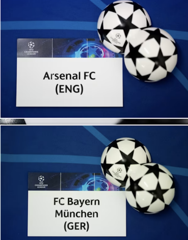 UEFA 챔피언스리그 8강 추첨 제 1경기 아스날 VS 바이에른 뮌헨