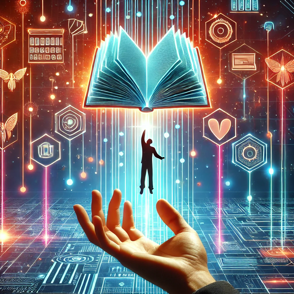 image of a person reaching for a floating book