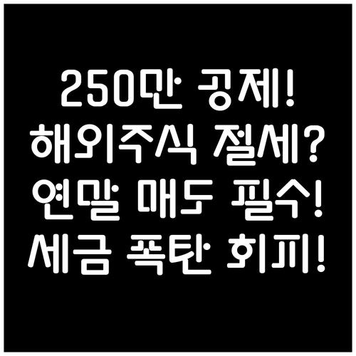 해외주식 양도세 250만원 공제 활용..