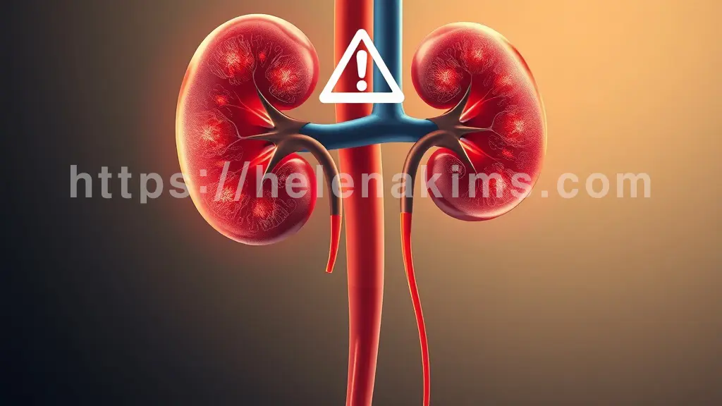 왼쪽에서는 선명하고 활력 넘치는 혈액이, 오른쪽에서는 불순물이 가득한 탁한 혈액이 신장으로 유입되는 모습.