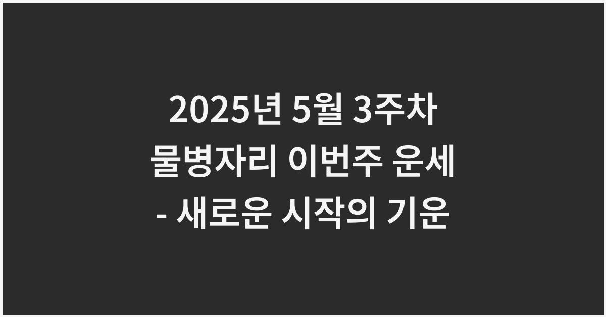 2025년 5월 3주차 물병자리 이번주 운세