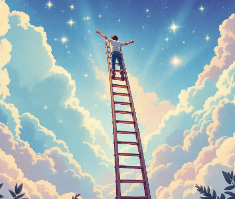 사다리 타고 올라가는 꿈 그림