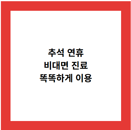추석 연휴
비대면 진료
똑똑하게 이용