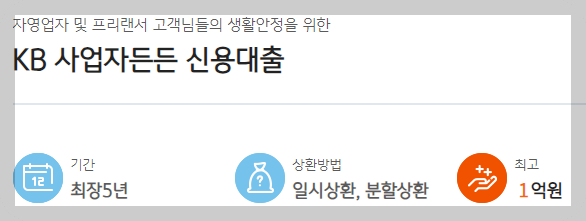 국민은행 프리랜서 대출 KB 사업자든든 신용대출