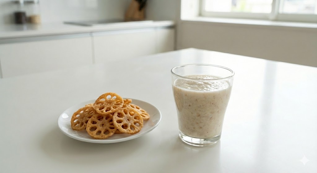 식이섬유와 유산균의 만남으로 장내 독소를 배출하고 쾌변을 돕는 연근 요구르트 스무디의 강력한 장 건강 및 피부 미용 시너지