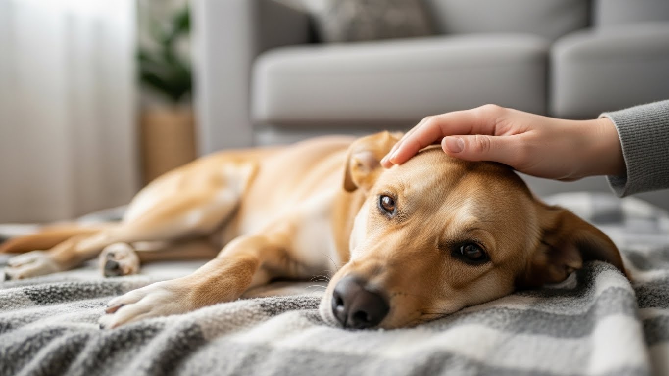 연말연시 스트레스를 받는 반려동물을 달래주는 보호자의 손길