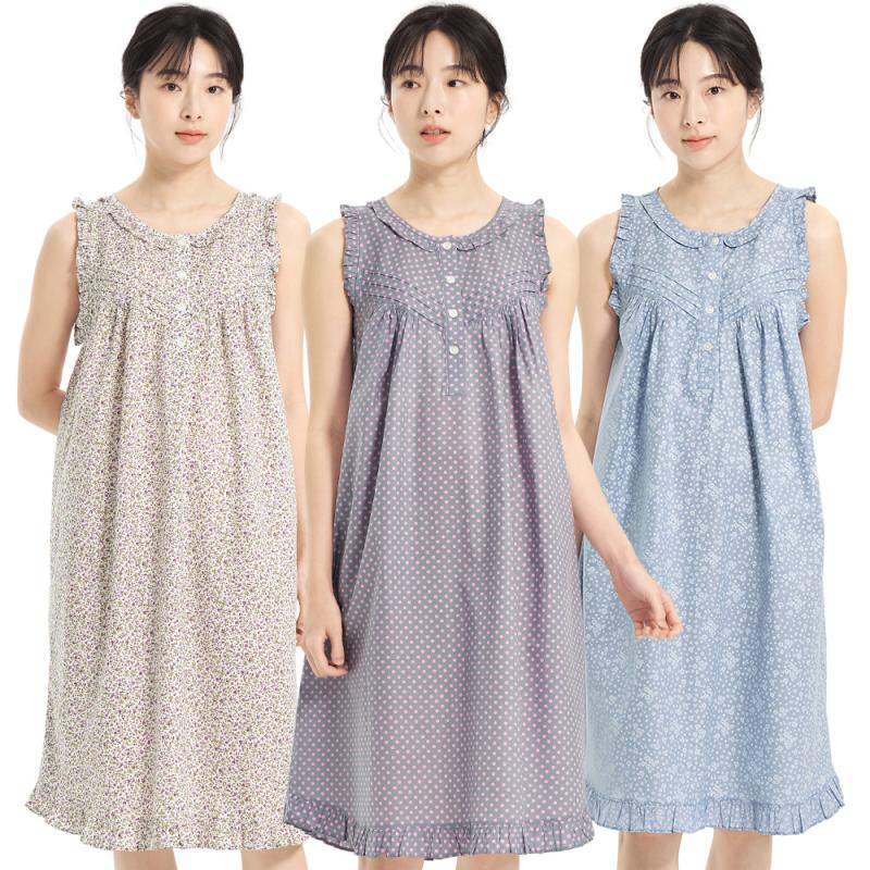 여름 나시 박사이즈 순면 여성 홈웨어 원피스 잠옷