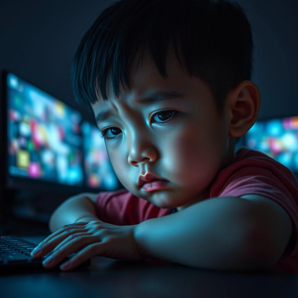 아이의 눈 깜빡임과 어깨 씰룩임 단순..