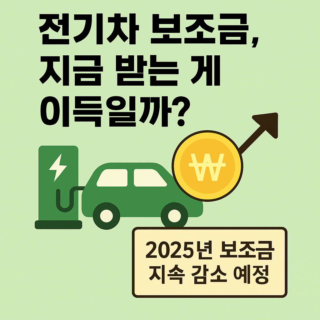 전기차 보조금 지금 받는게 이득일까? 라고 쓰여진 포스터