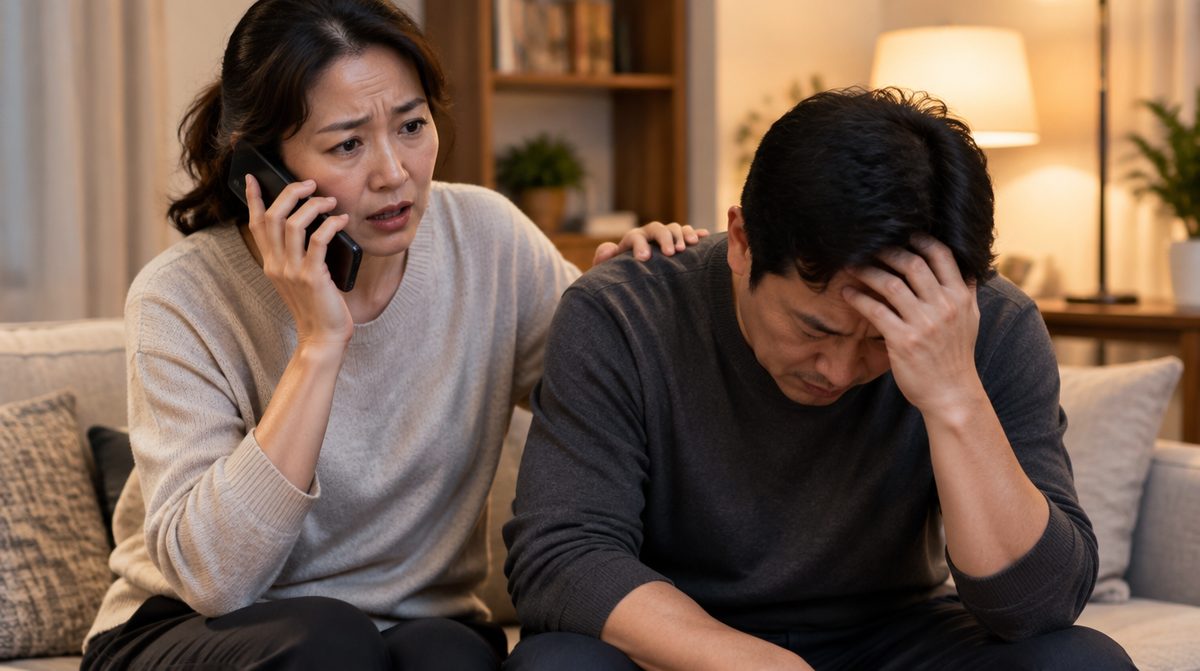 뇌출혈 재발 증상이 의심될 때 119에 전화하는 가족