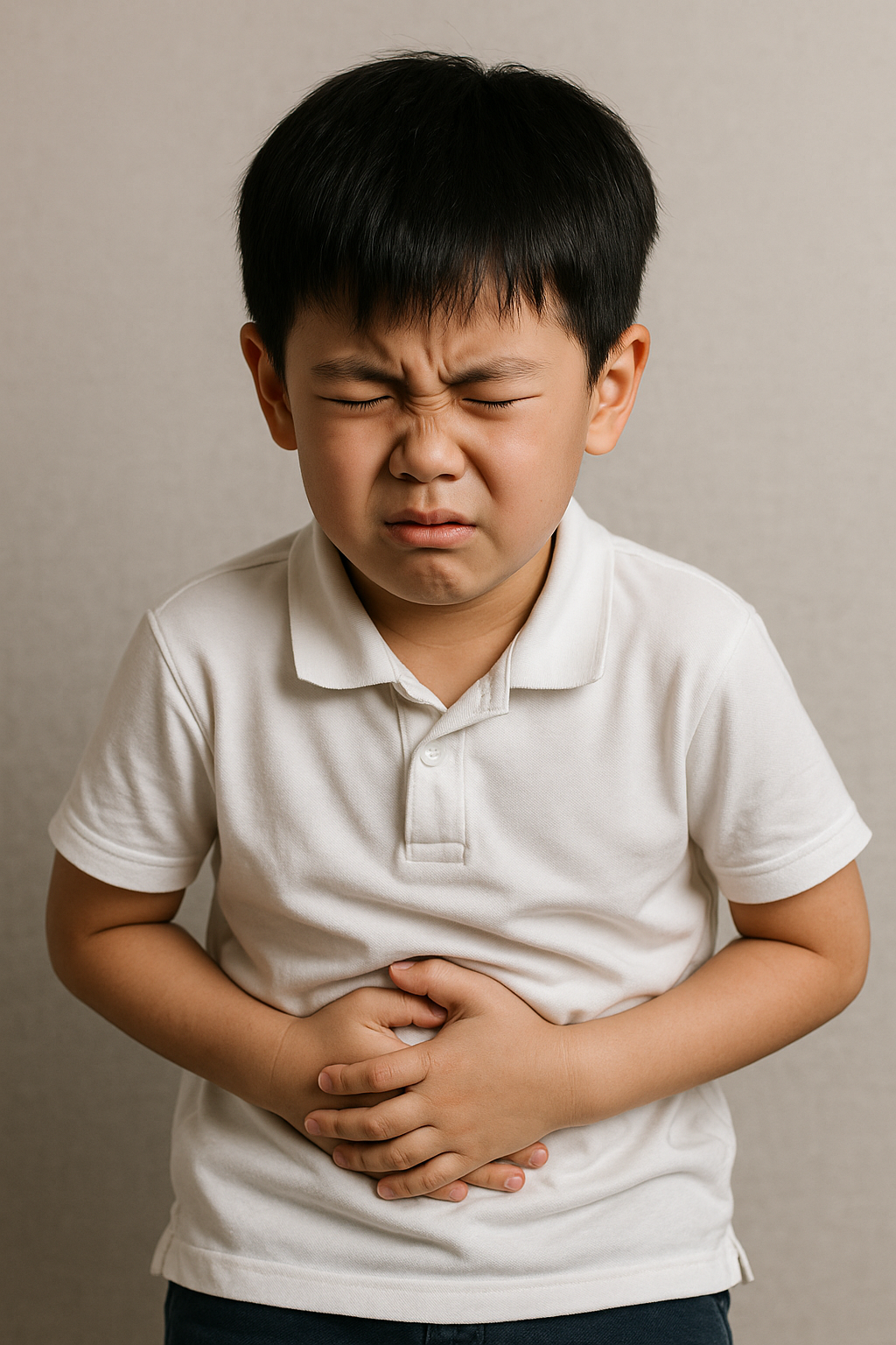 복통을 호소하는 아이의 모습