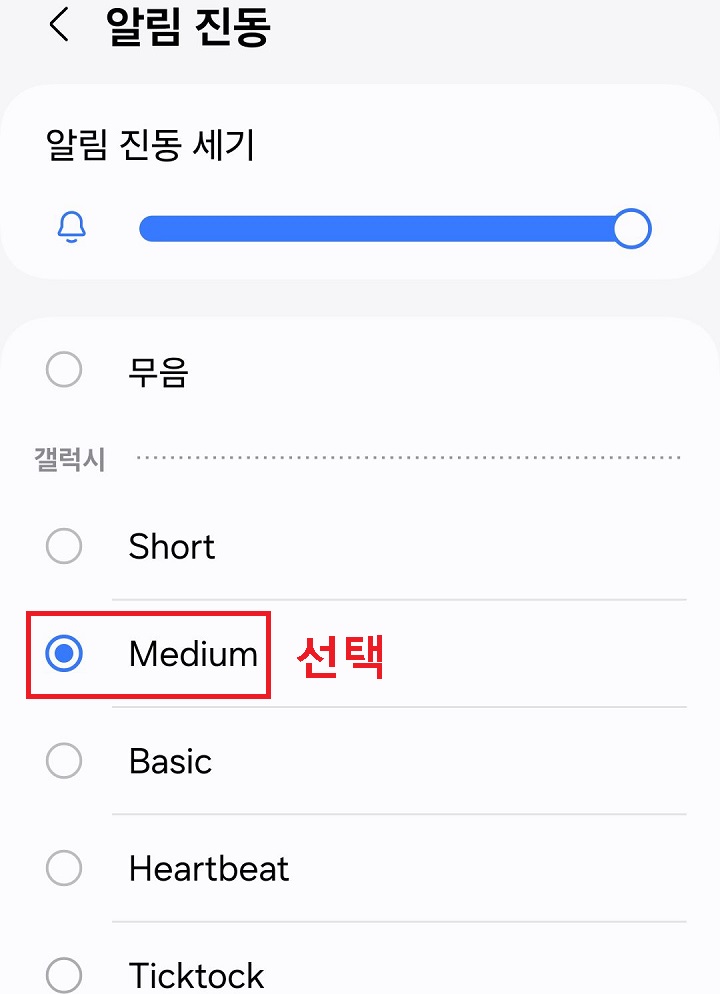 알림 진동 선택함