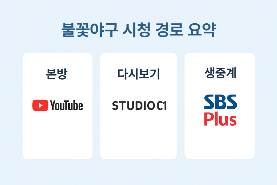 불꽃야구 시청 경로 요약