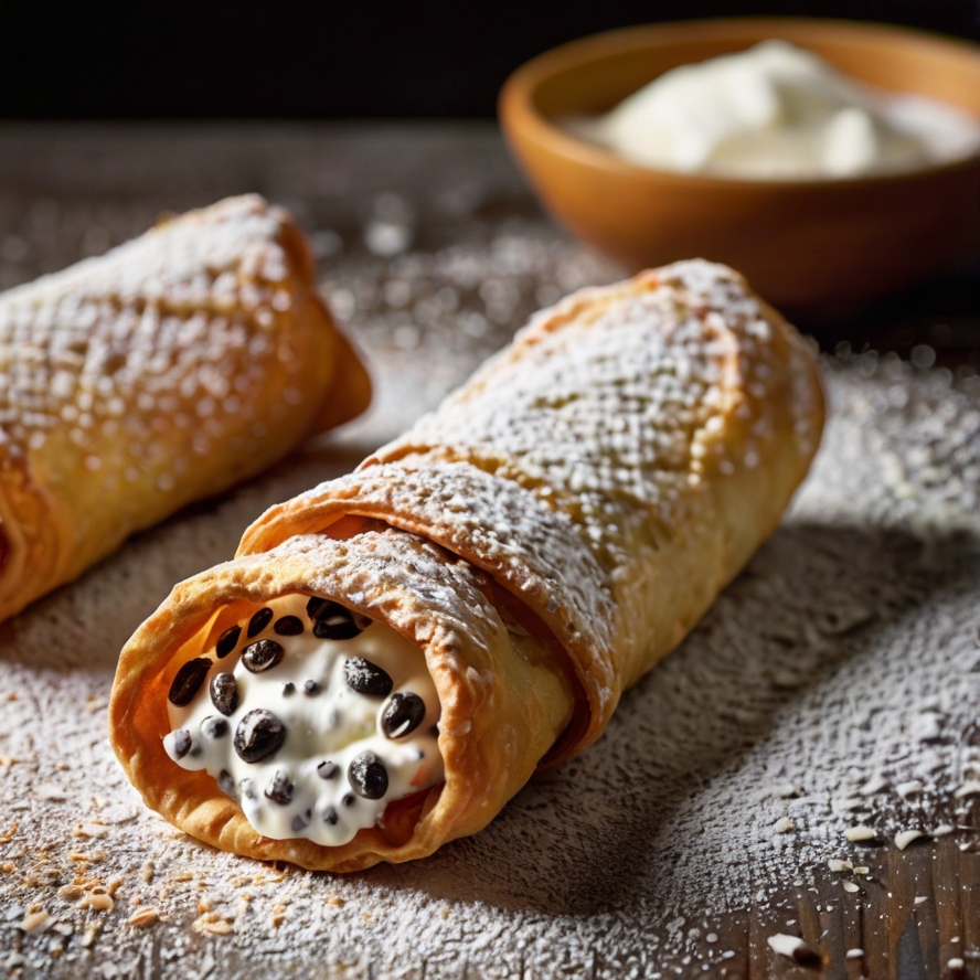 시칠리아 대표 디저트 카놀리를 묘사한 이미지