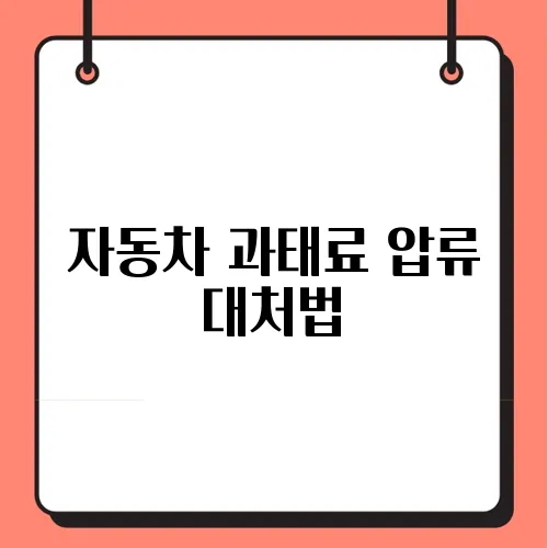 자동차 과태료 압류 대처법