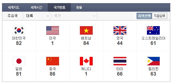 국가별 번호