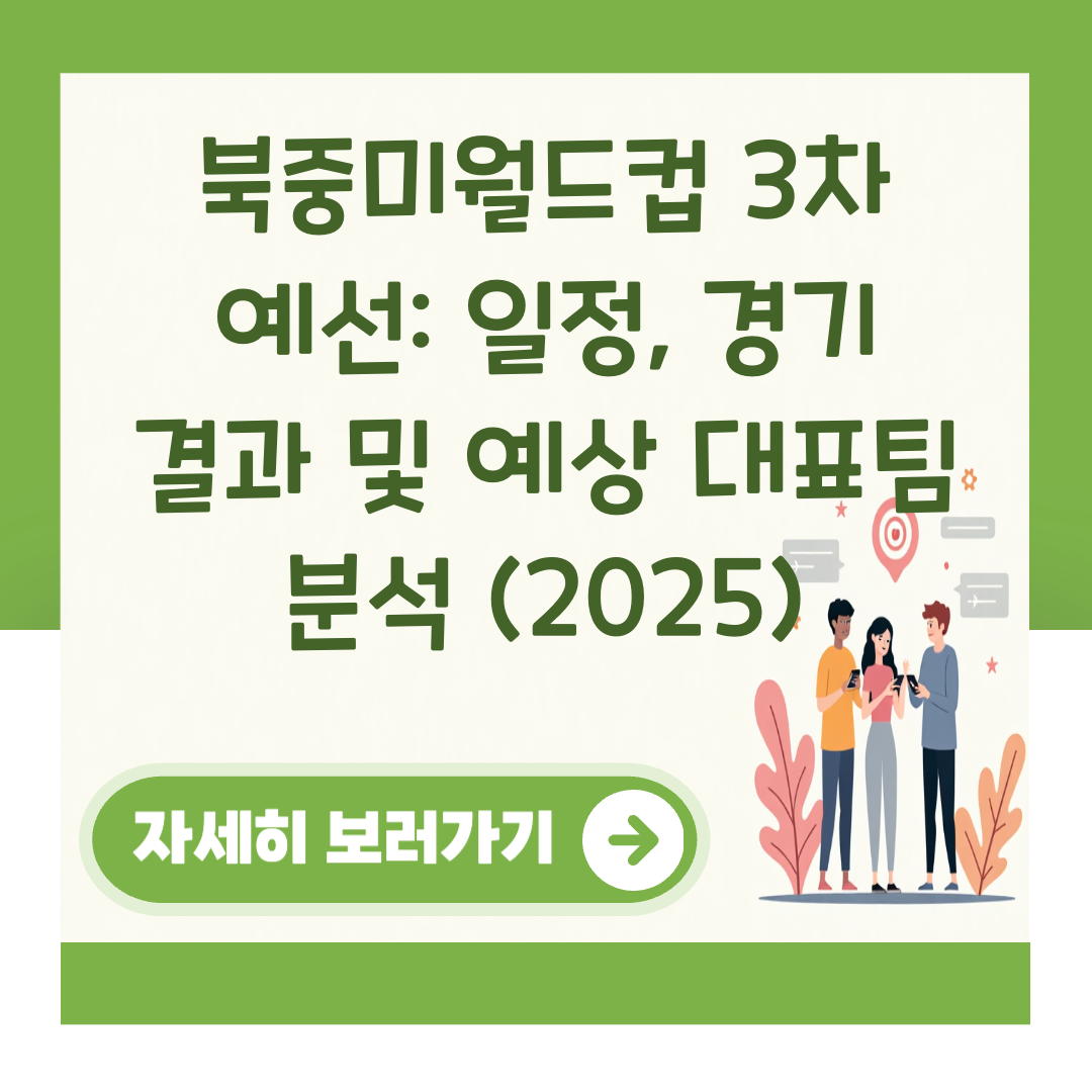 북중미월드컵 3차 예선: 일정, 경기 결과 및 예상 대표팀 분석 (2025) 대표 이미지