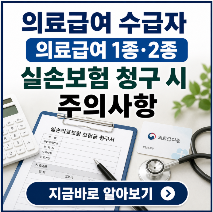 의료급여 수급자 의료급여 1종&middot;2종 실손보험 청구 시 주의사항
