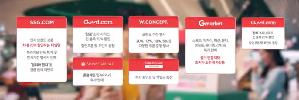 신세계그룹 랜더스데이 온라인계열사
온라인 계열사별 주요 혜택