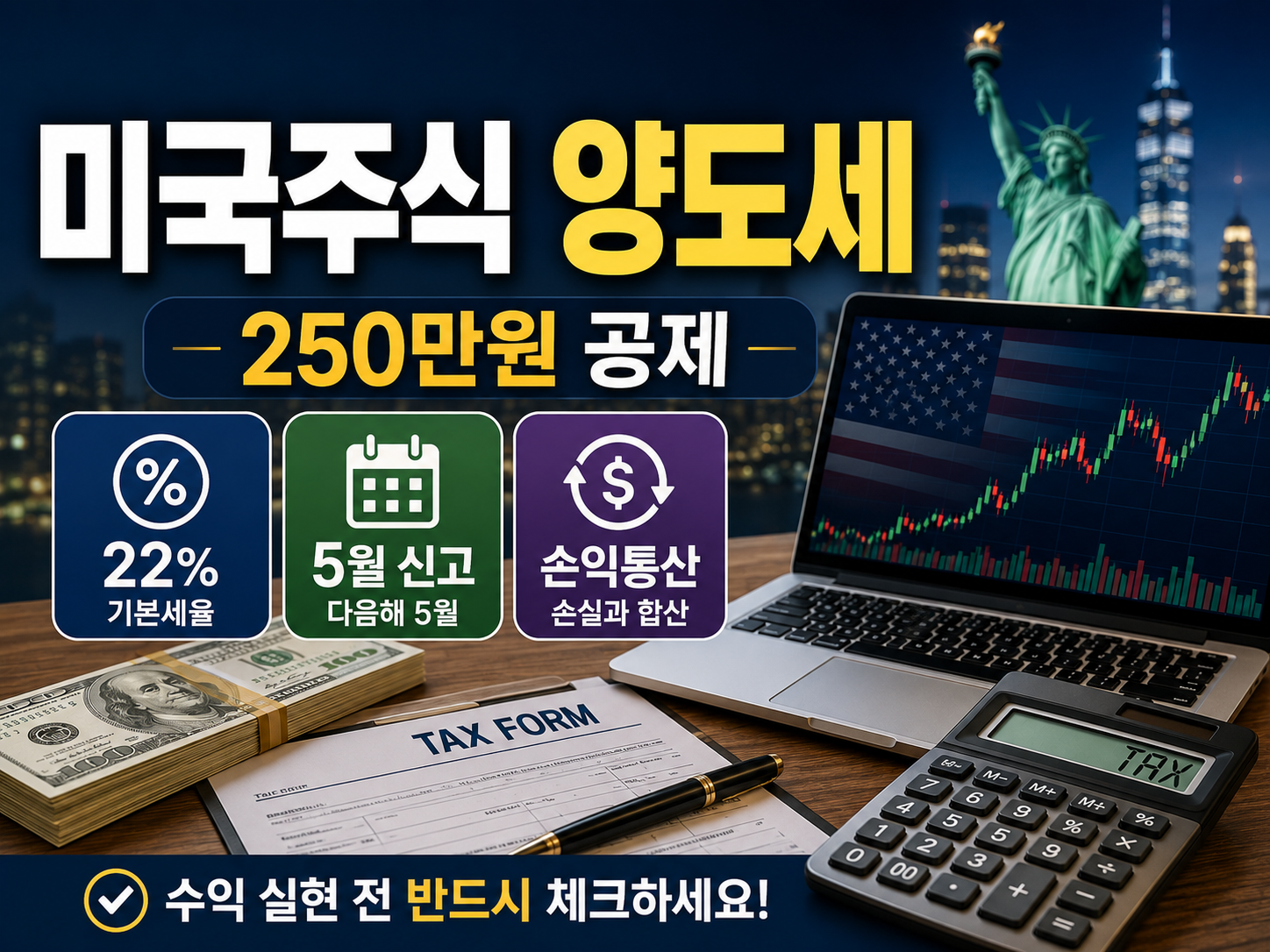 미국 주식 양도세 2026년, 250만 원 공제와 절세 기준