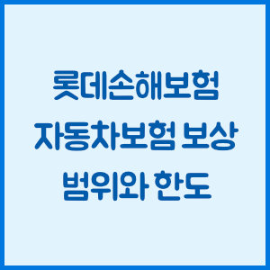롯데손해보험 자동차보험 보상 범위와 한도