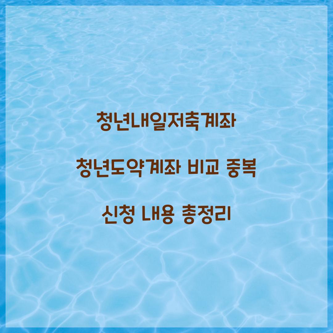 청년내일저축계좌 청년도약계좌 비교 및 중복 신청 내용