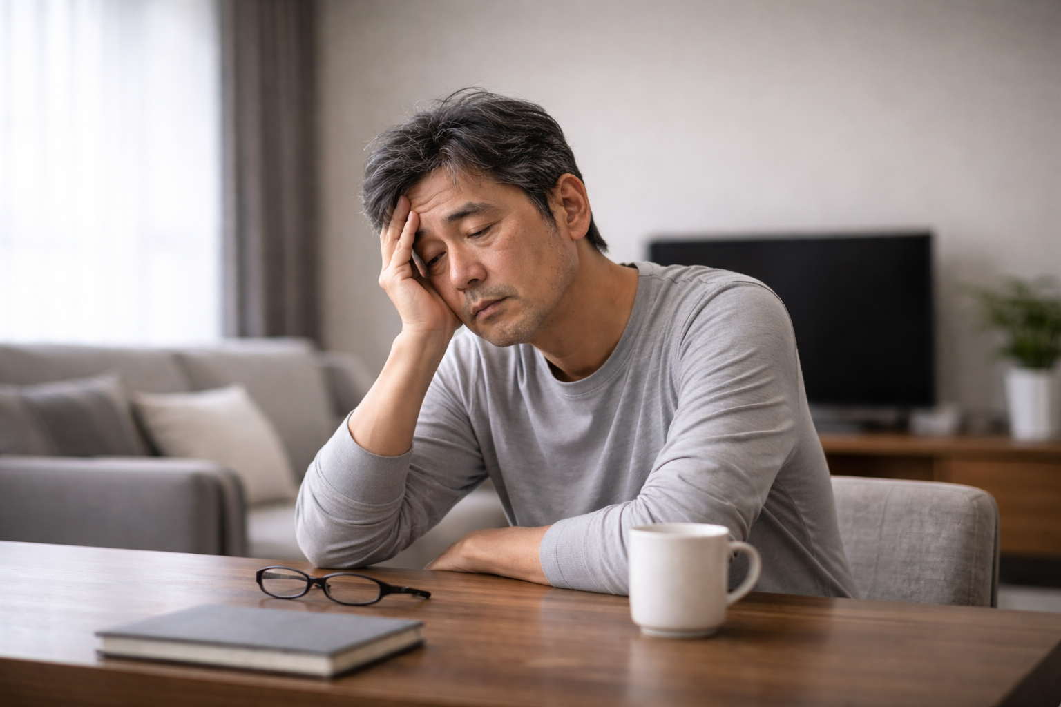 잠이 부족해 피곤한 사람