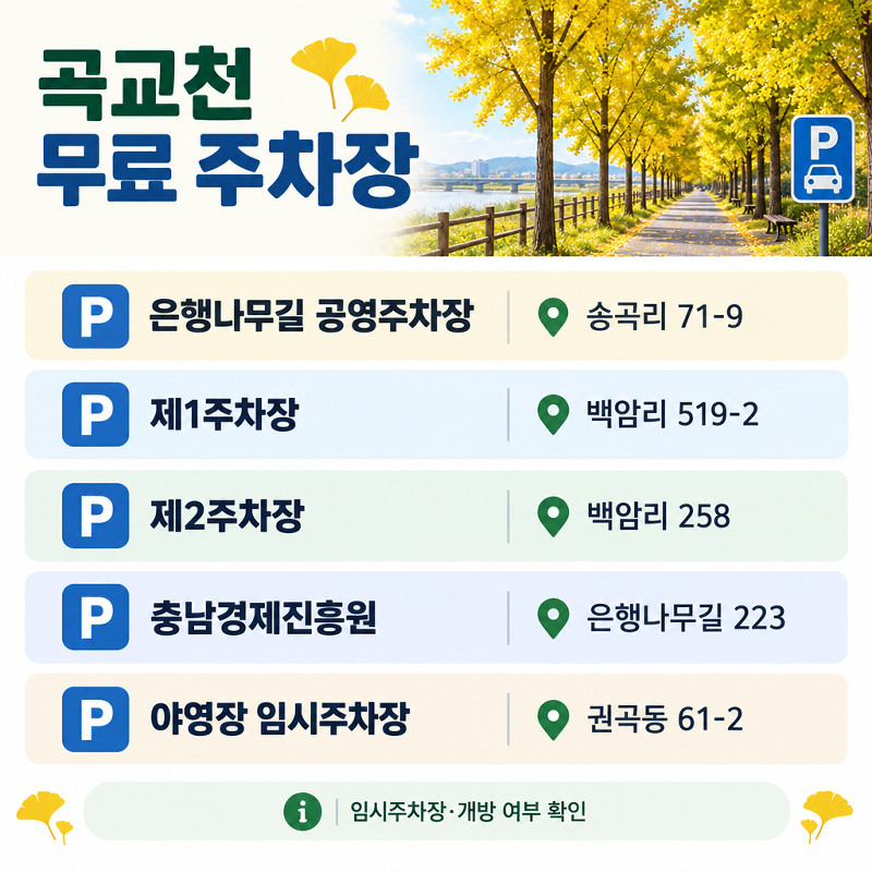 은행나무길 무료 주차장 위치