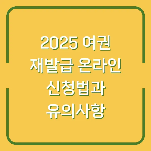 2025 여권 재발급 온라인 신청법과 유의사항