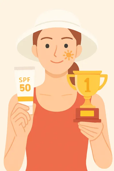 선크림 들고 상 받은 여성