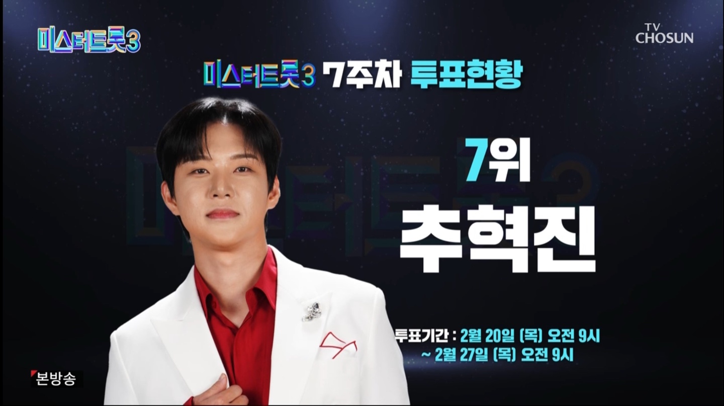 미스터트롯3 7주치 투표현황