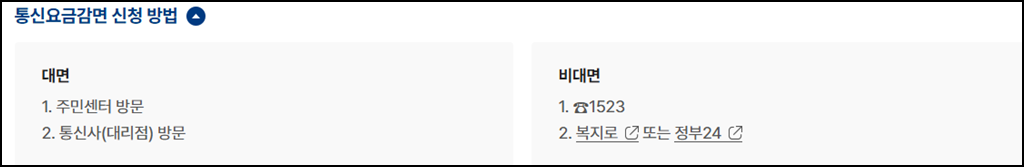 통신요금감면 신청 방법