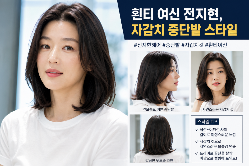 전지현 흰티+자갈치 중단발, 이것만 따라하면 끝