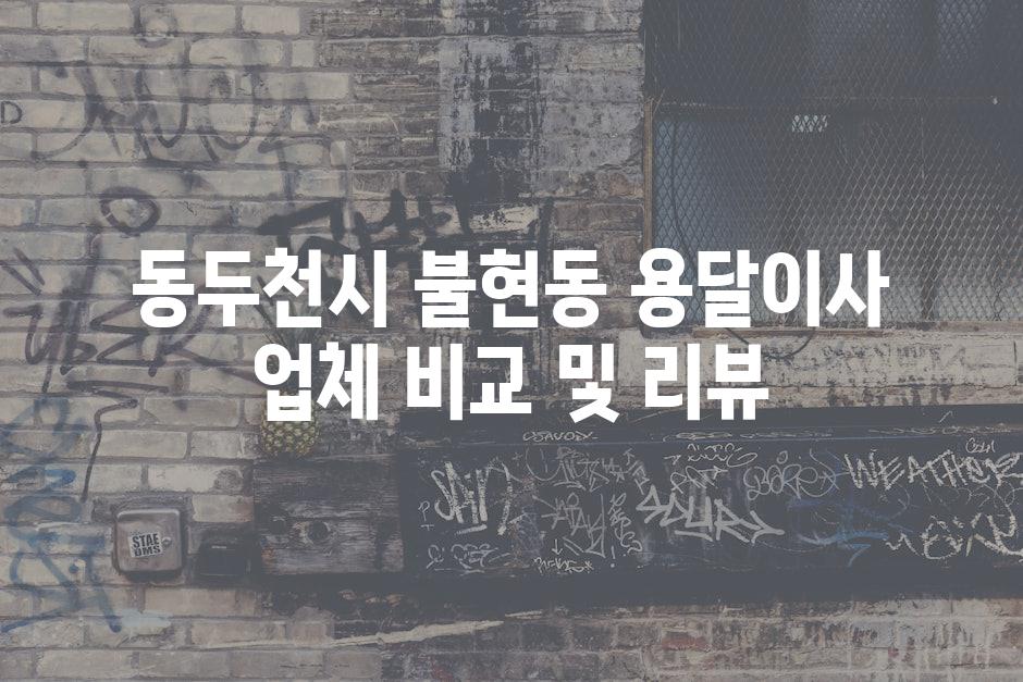 동두천시 불현동 용달이사 업체 비교 및 리뷰