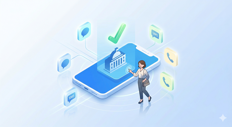 카카오톡 안내문, 모바일 손택스 앱, ARS 전화 등 국세청 홈택스를 통한 2026년 자녀장려금 초간편 신청 방법을 단계별로 설명하는 아이소메트릭 일러스트