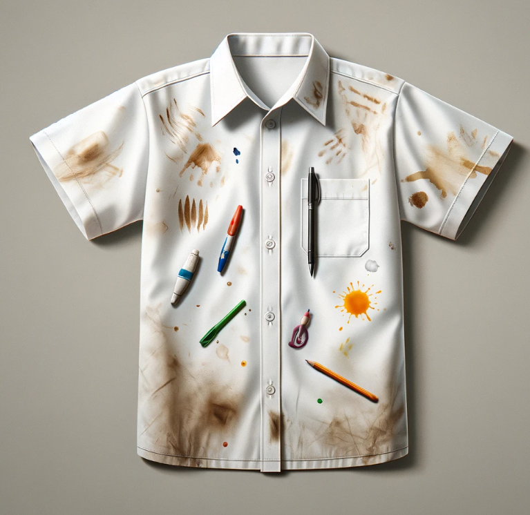 교복 셔츠 다양한 얼룩