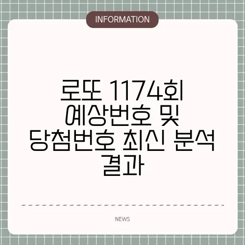 로또 1174회 예상번호 및 당첨번호 최신 분석 결과