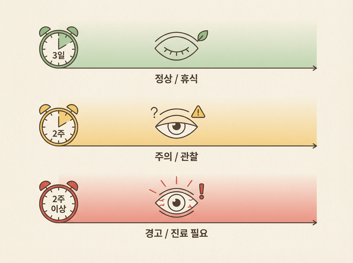 눈꺼풀 떨림 기간별 분류 일러스트