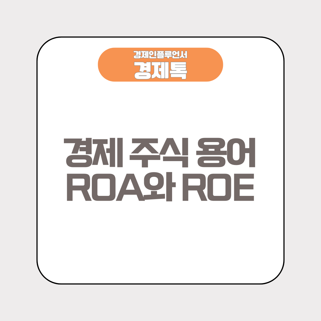 경제 주식 용어 ROA와 ROE