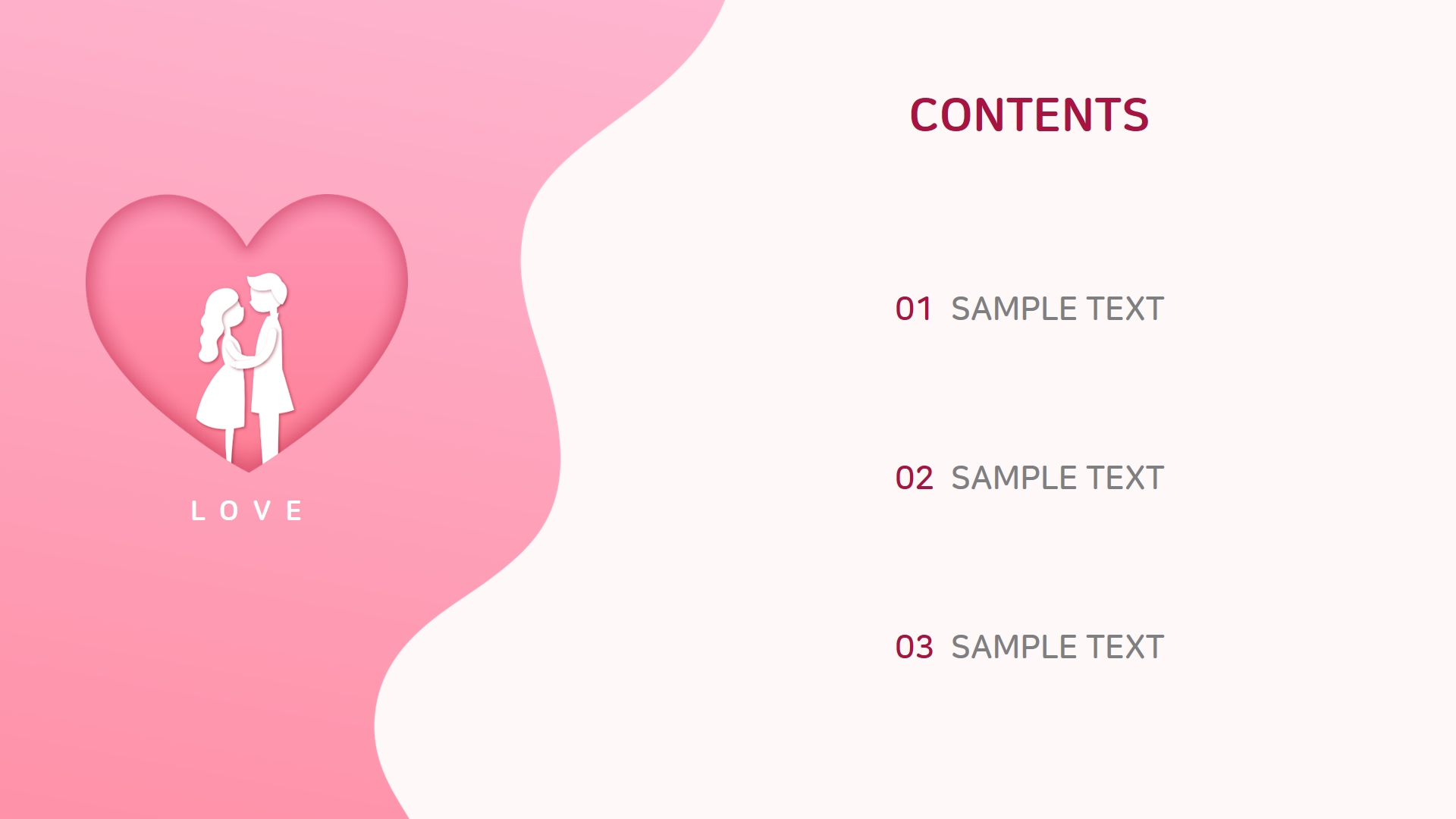 핑크하트연인PPT템플릿