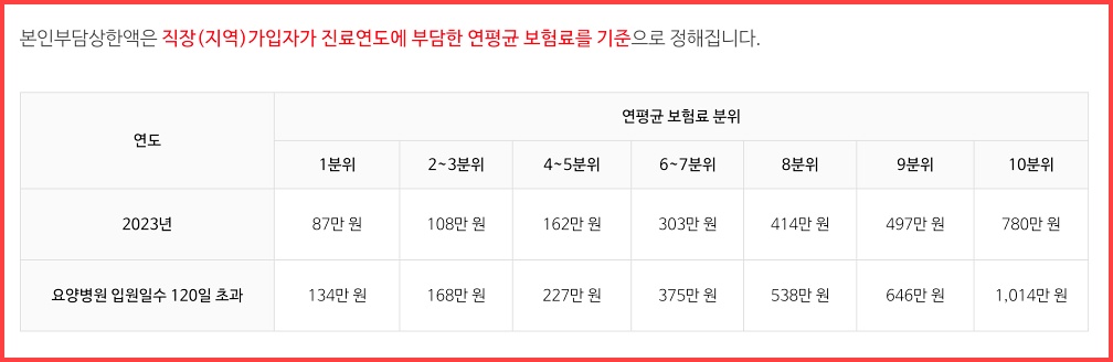 2023년 본인부담상한액